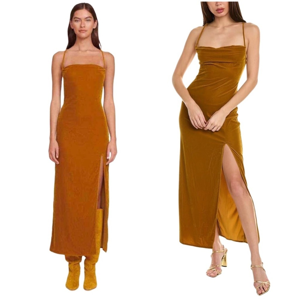 STAUD Velvet Festive Cocktail Party Lace-Up Back Bellamy Midi Dress Size M NWT